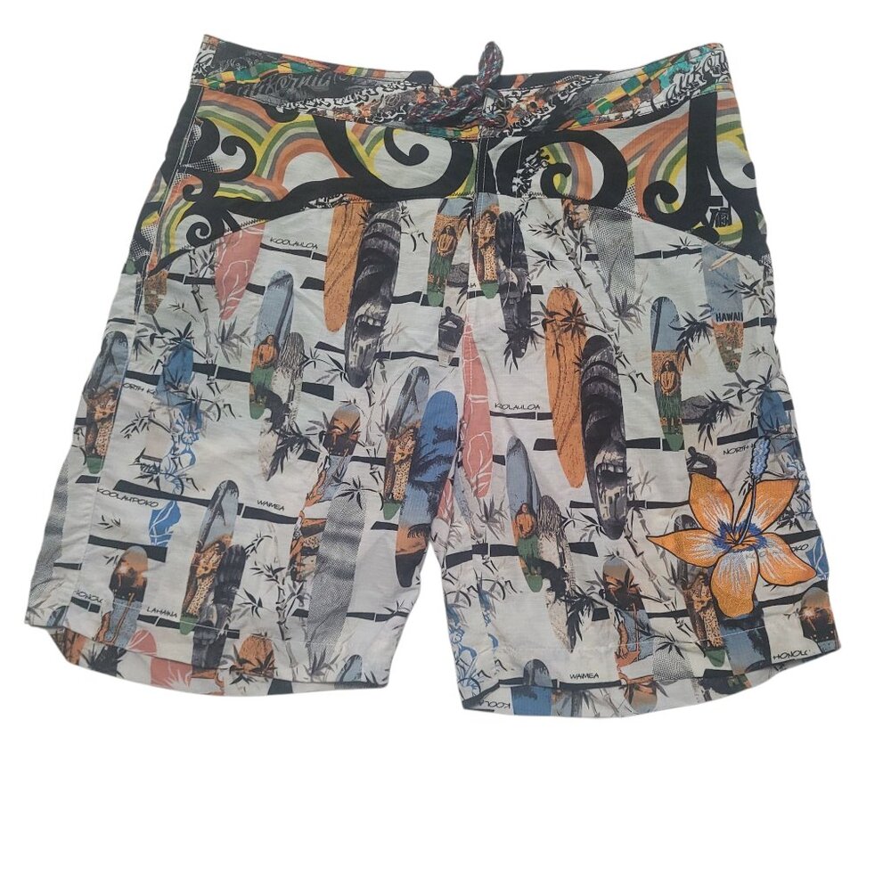 Robert Graham Board Shorts Swim Trunks Nylon Beach Surf Boards Hibiscus Hawaiian